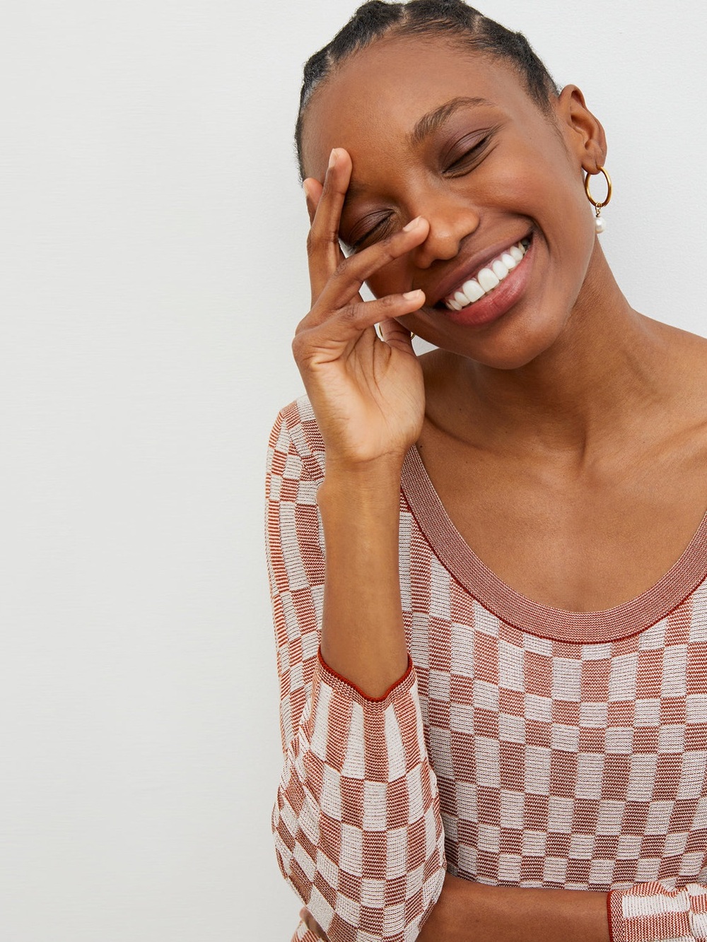 M.M.LaFleur The Tippy Dress - Checkered Knit in Red Clay/Natural - Picture 3 of 6